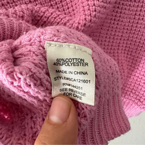 Sincerely Jules drawstring pink knit sweater V neck size M fits small - Picture 5 of 6